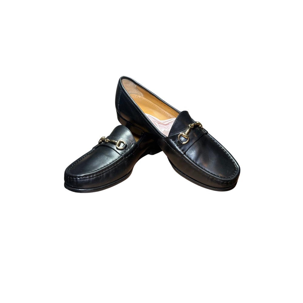 Cole Haan Men's 9M Black Leather Horsebit Loafers Gold Hardware Dress Shoes